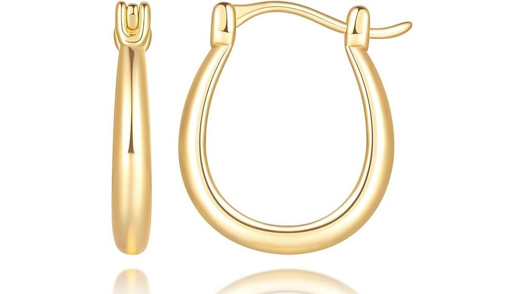 14k gold u shaped hoops