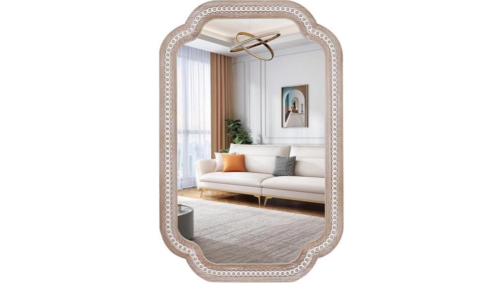 beaded wooden wall mirrors
