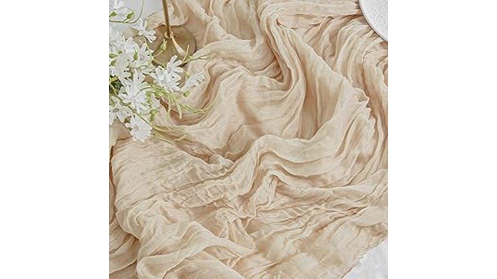 beige cheesecloth table runner