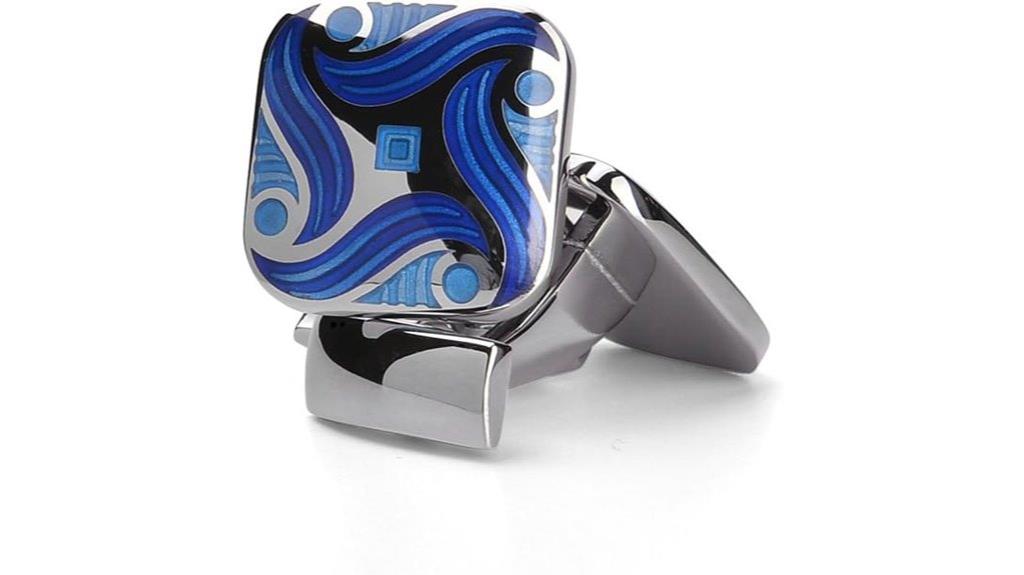 blue square enamel cufflinks