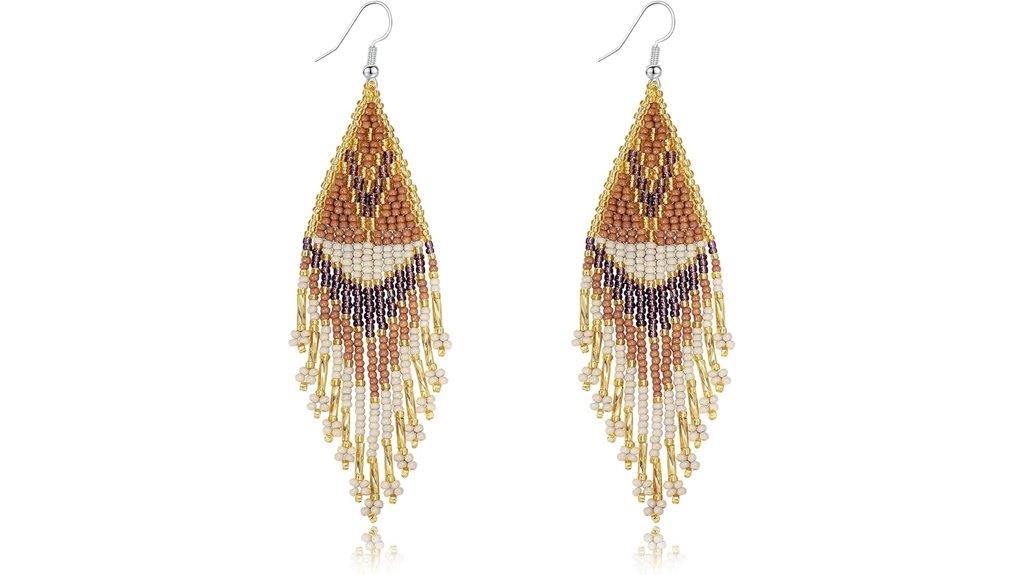 bohemian tassel beaded earrings