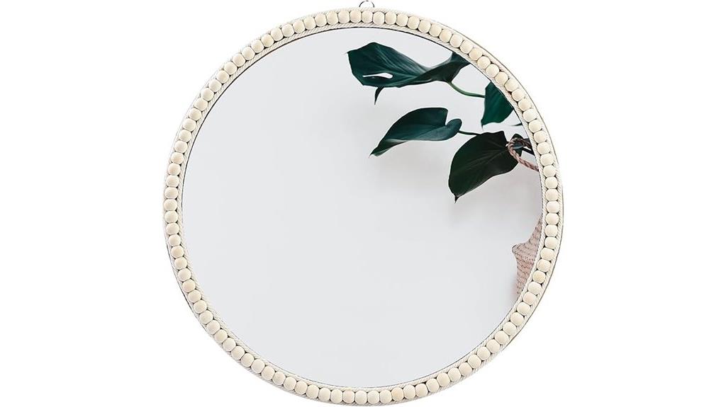 boho beaded round mirror