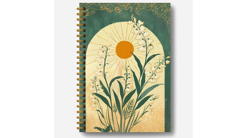 boho green floral notebook