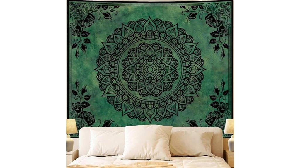 boho green mandala tapestry