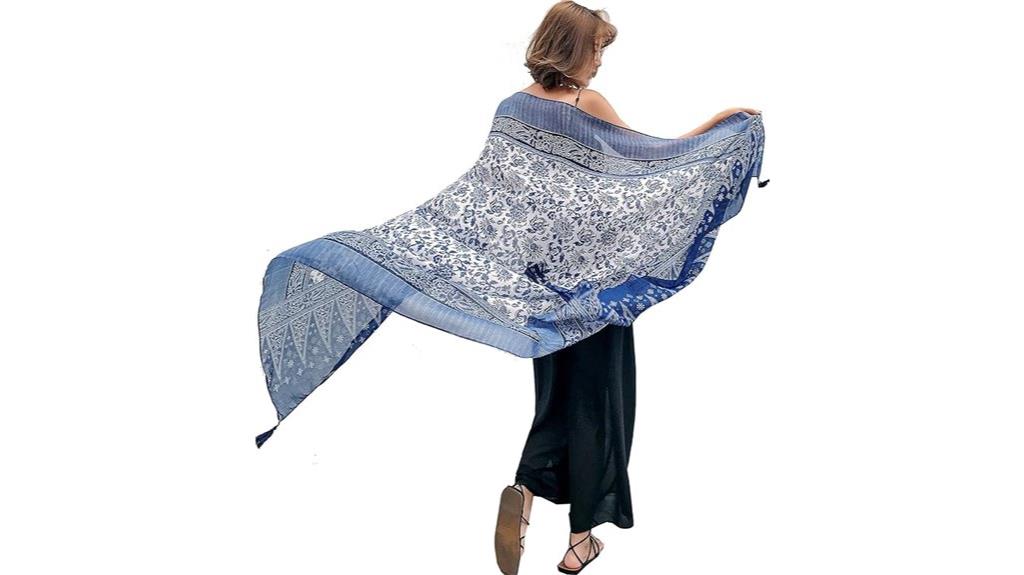 boho hemp floral scarf