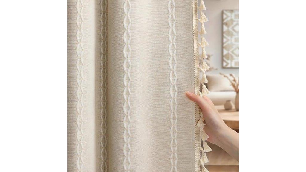 boho linen tassel curtains