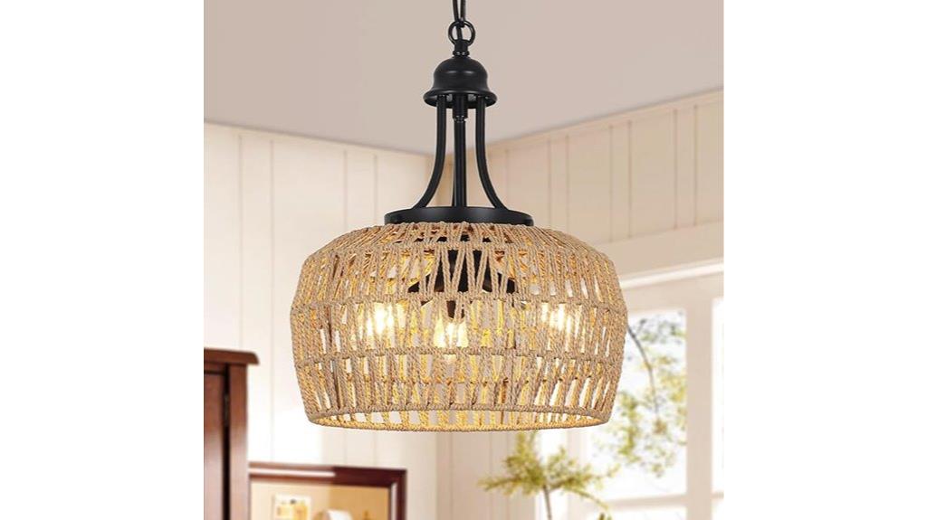 boho rattan dining light