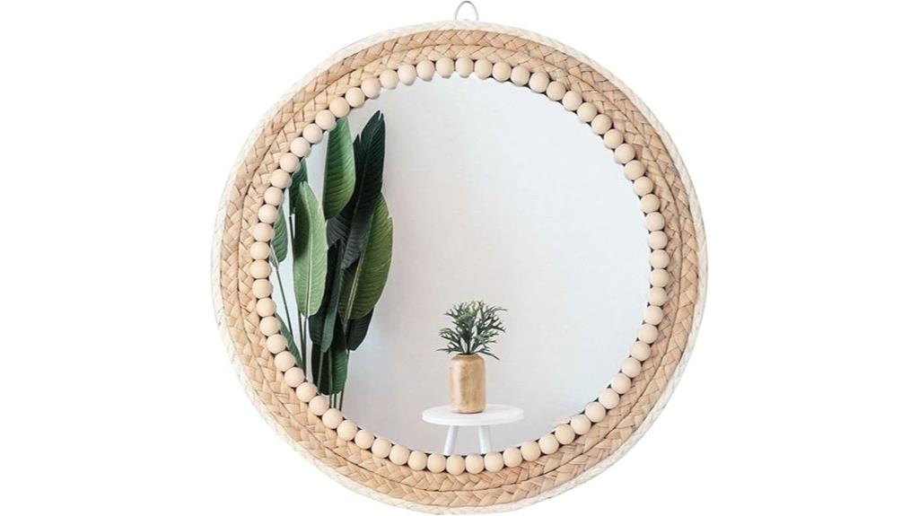 boho round rattan mirror