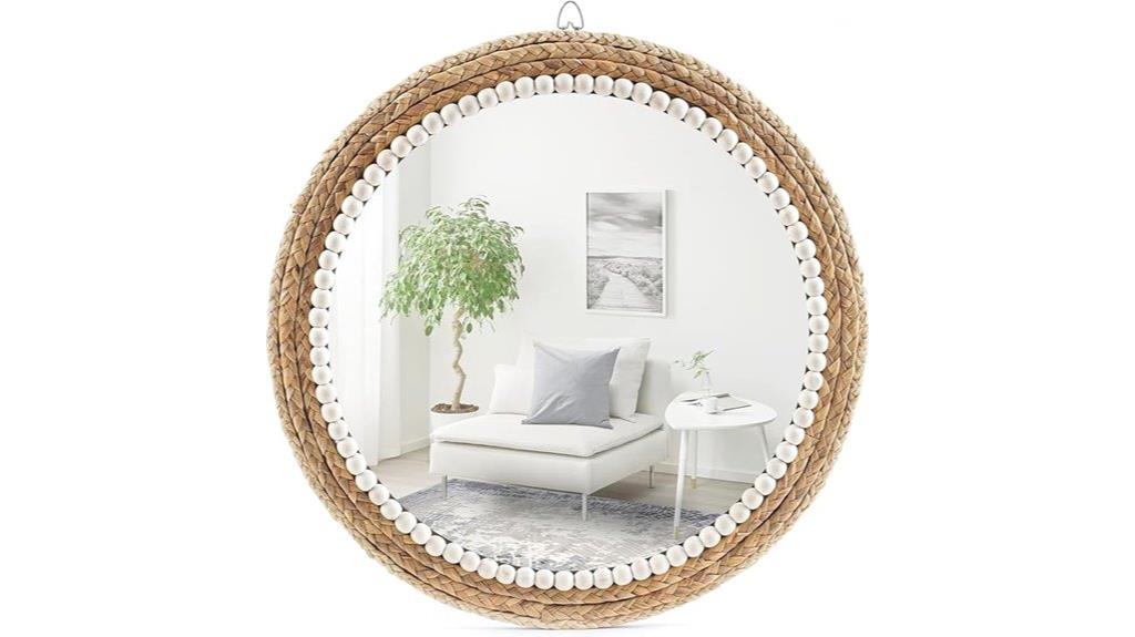 boho round rattan mirror