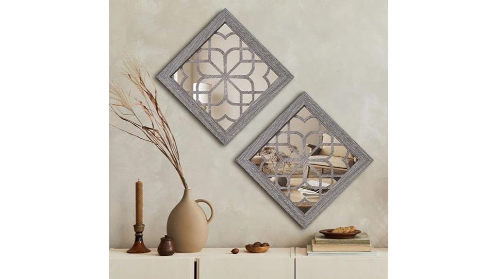 boho wall mirror pair