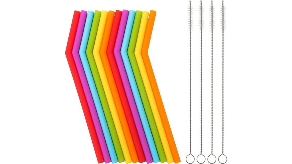 child friendly silicone straw set