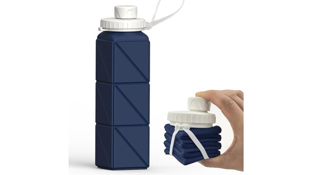 collapsible dark blue bottle