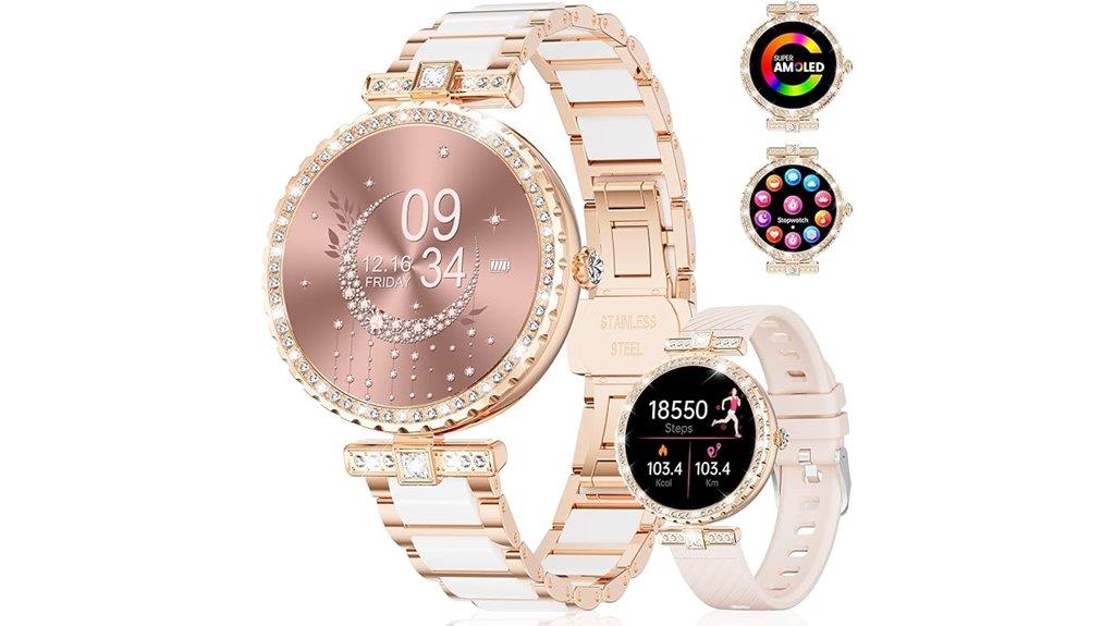 diamond embellished women s smartwatch