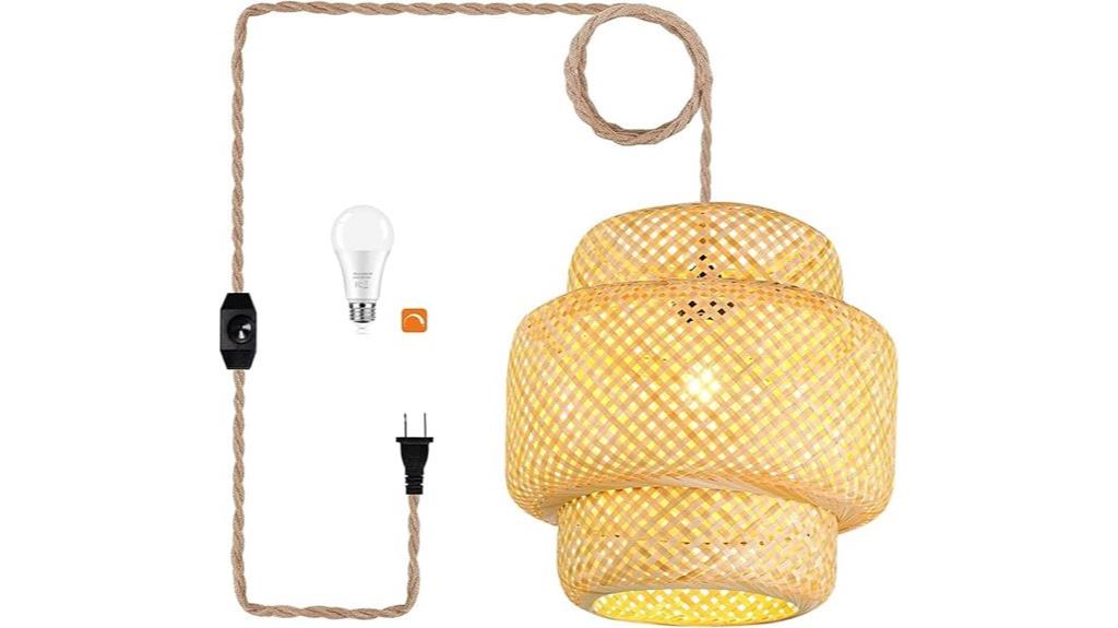 dimmable rattan basket pendant