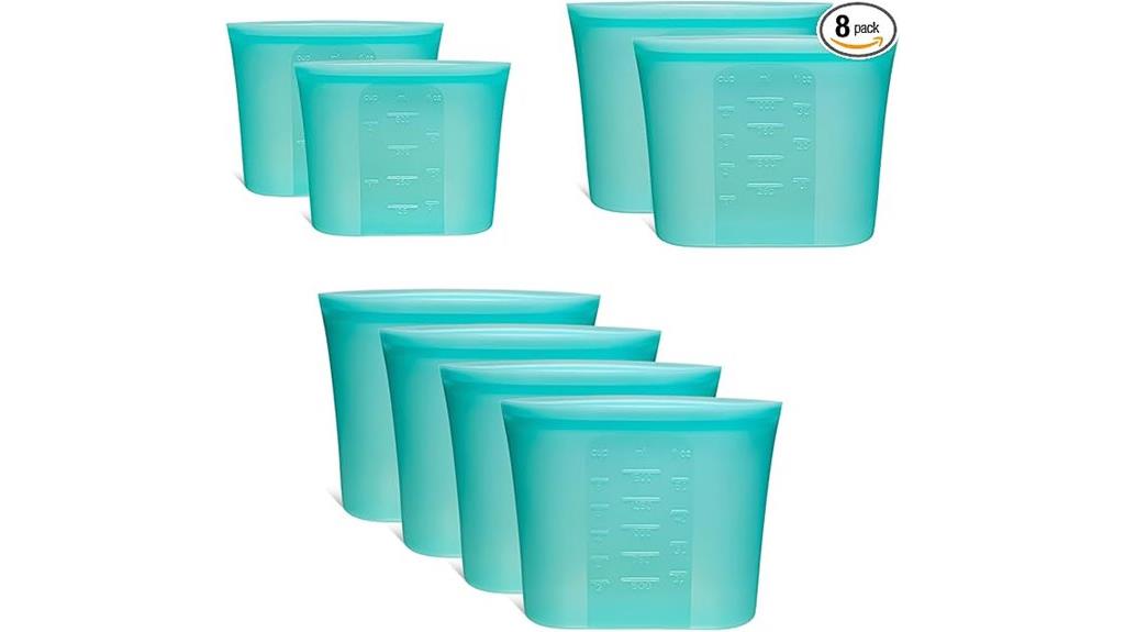 eight reusable silicone bags