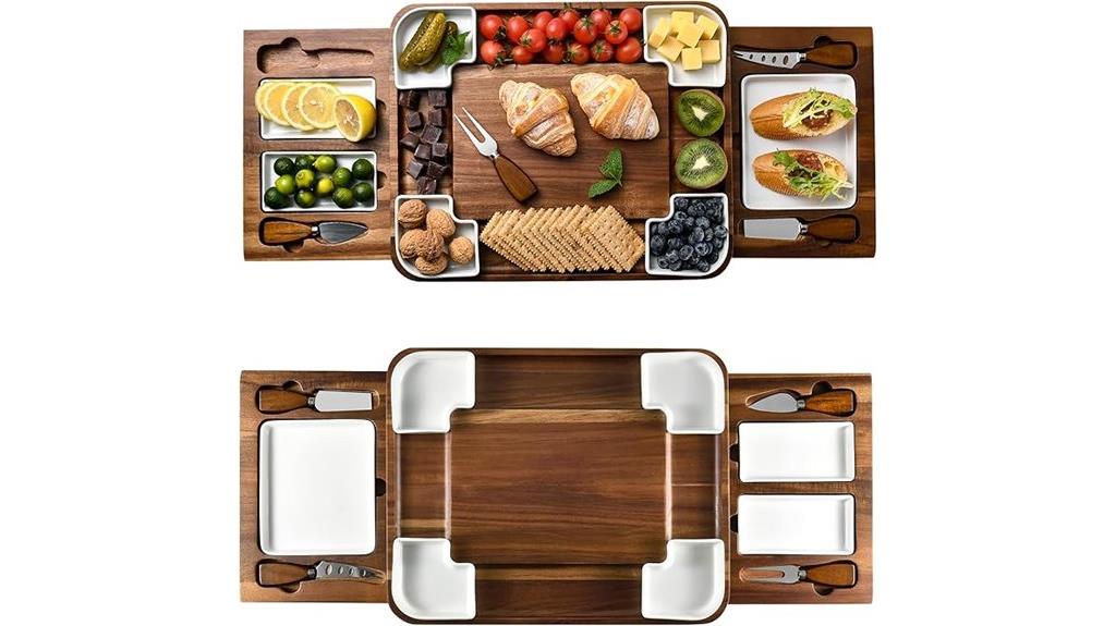 elegant acacia cheese serving set