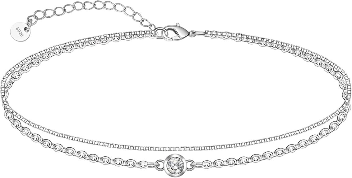 elegant layered silver anklet