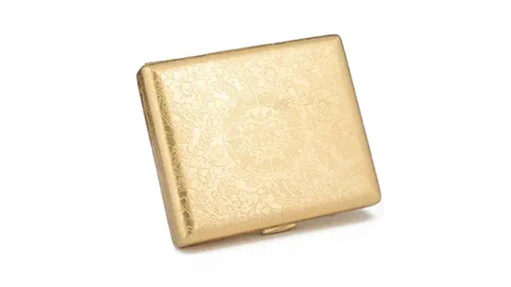 engraved peonies brass case