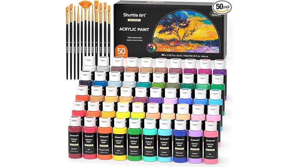 fifty color acrylic paints