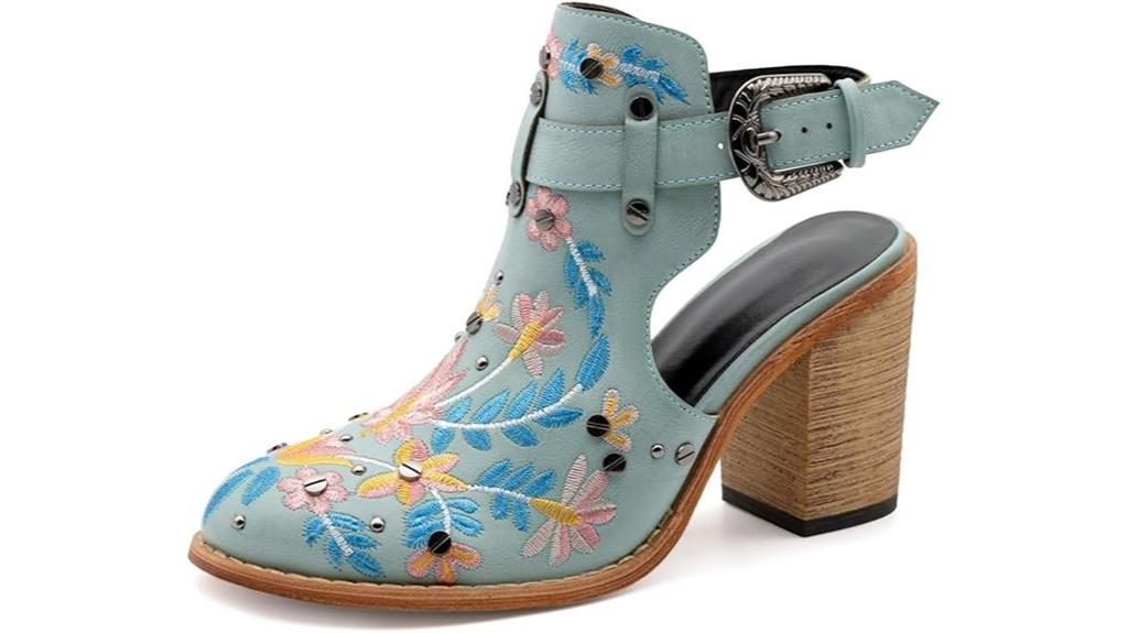 floral embroidered ankle boots