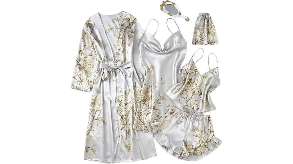 floral satin pajama set