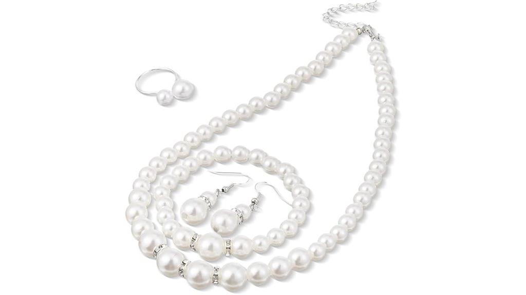 four piece pearl jewelry set