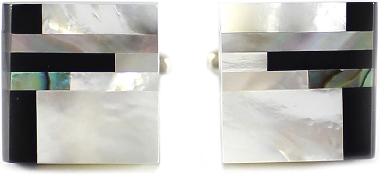 genuine onyx mother of pearl cufflinks