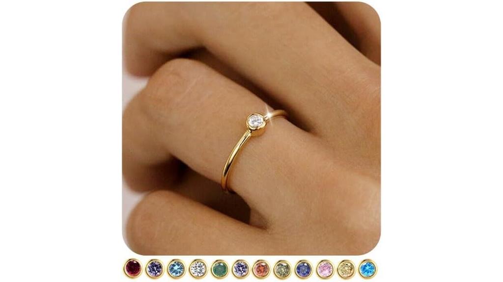 gold plated birthstone stackable rings
