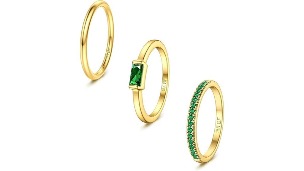 gold stackable birthstone rings
