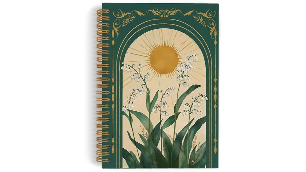 green boho floral notebook