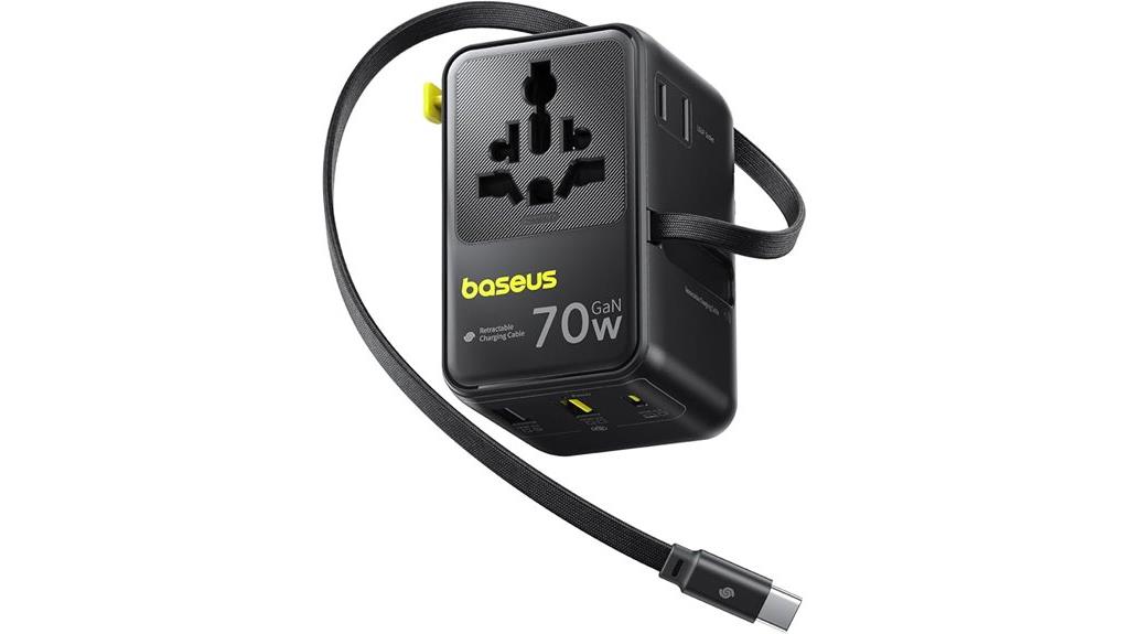 high power retractable travel adapter