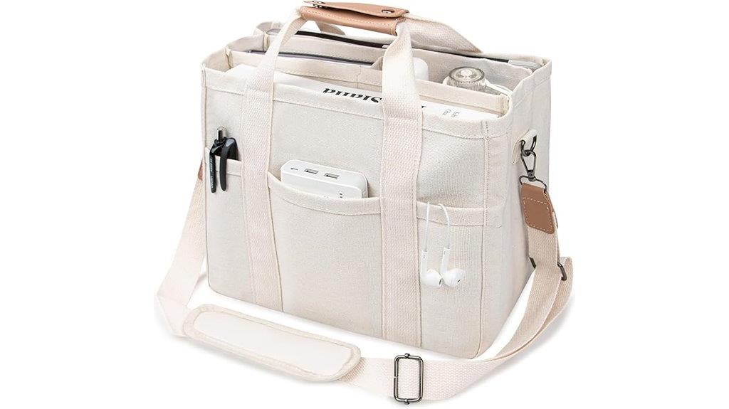 large multi pocket canvas tote