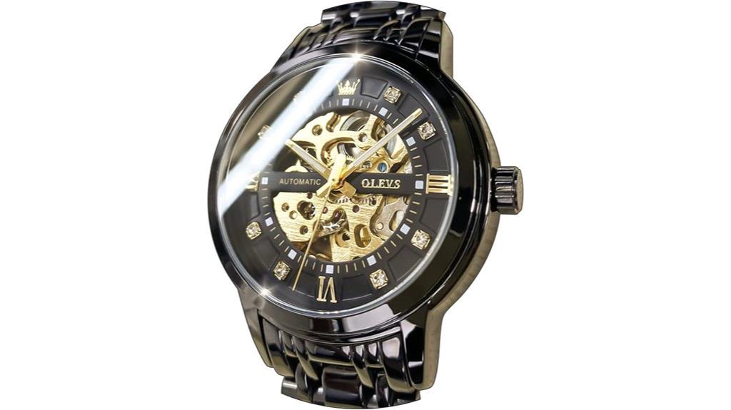 luxury gold skeleton watch