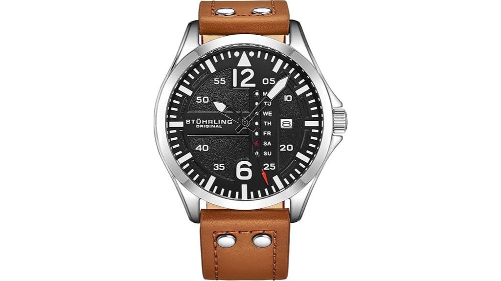 men s leather aviation watch