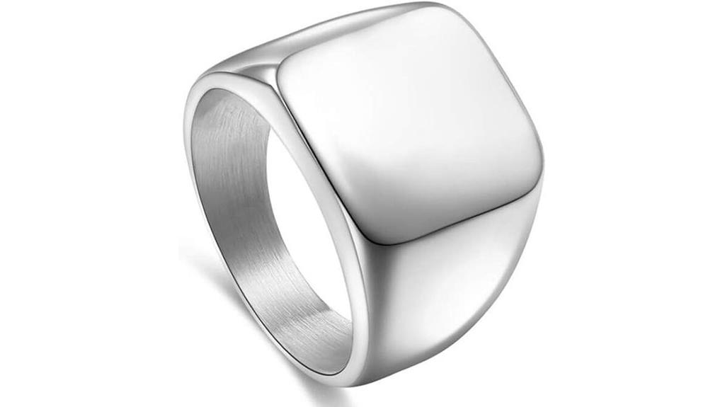 men s steel signet ring