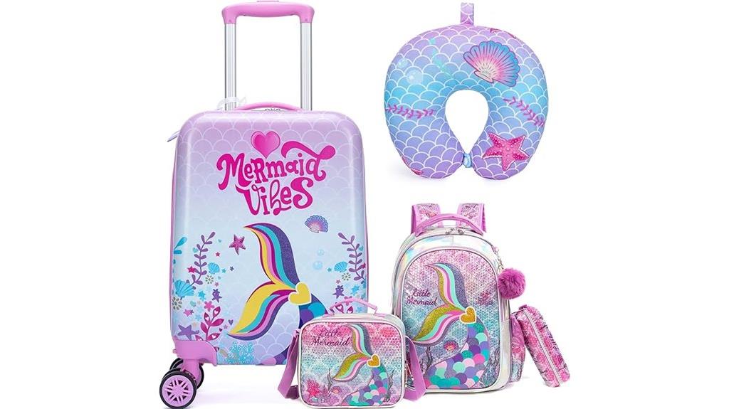 pink mermaid luggage set