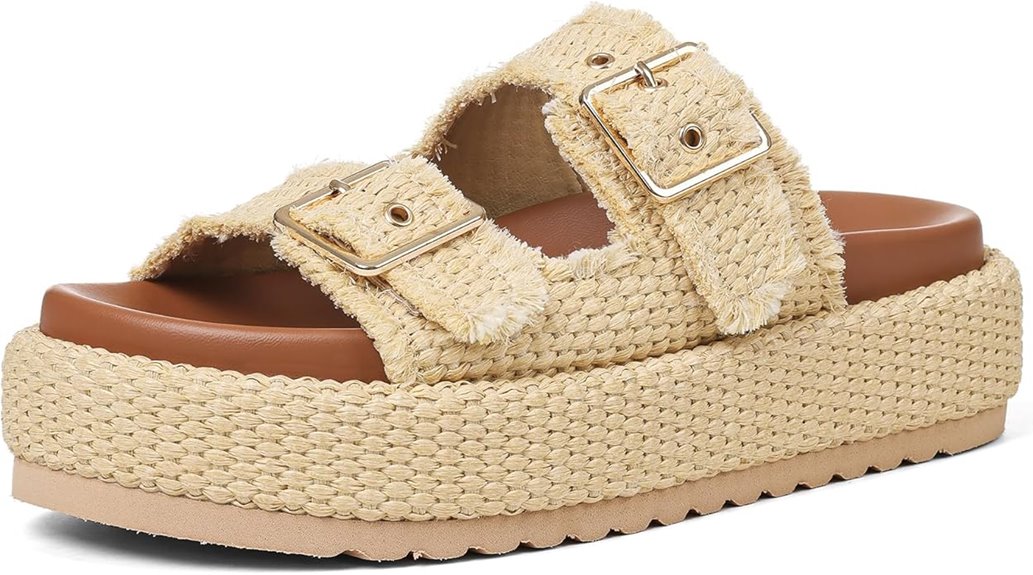 raffia platform sandals