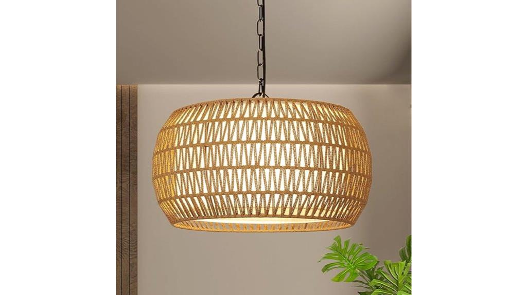 rattan boho 5 light fixture