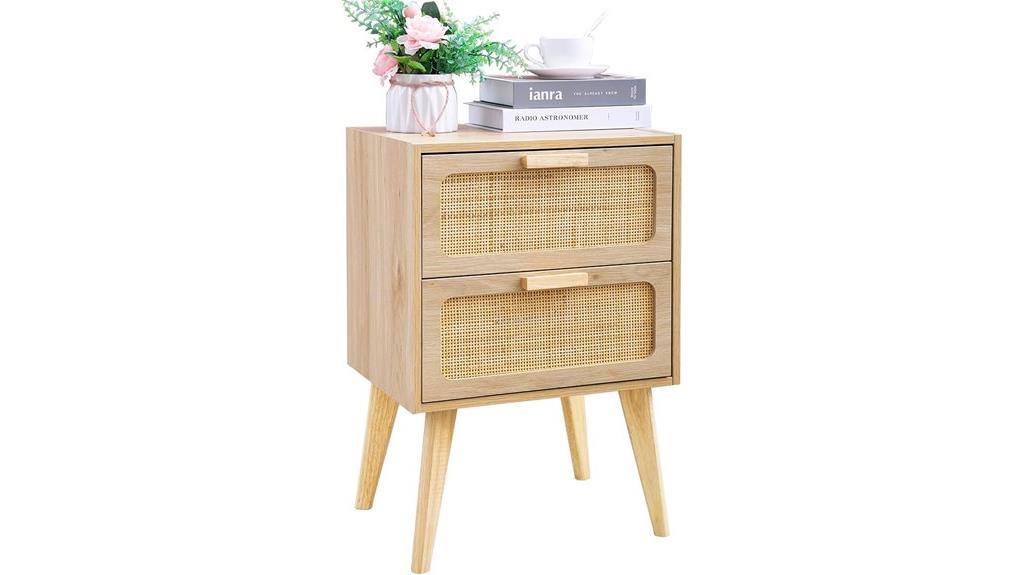 rattan drawer nightstand