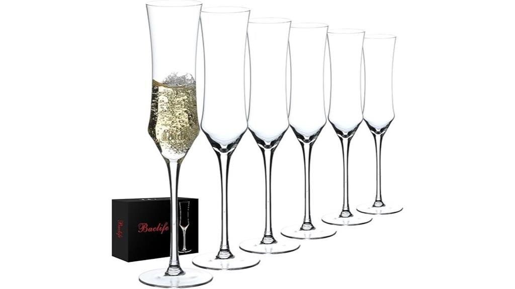 set of 6 crystal champagne flutes