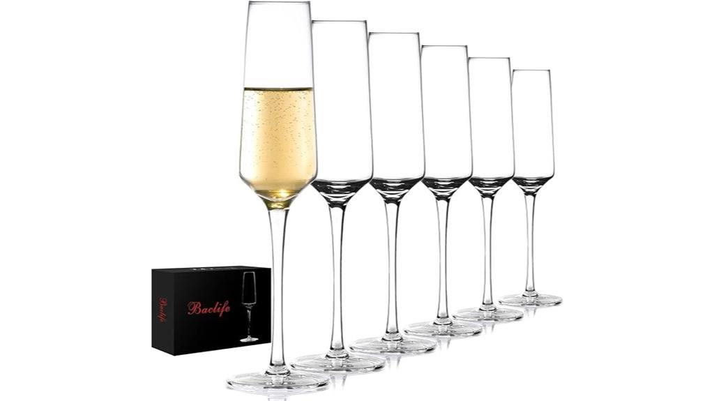 set of hand blown champagne flutes