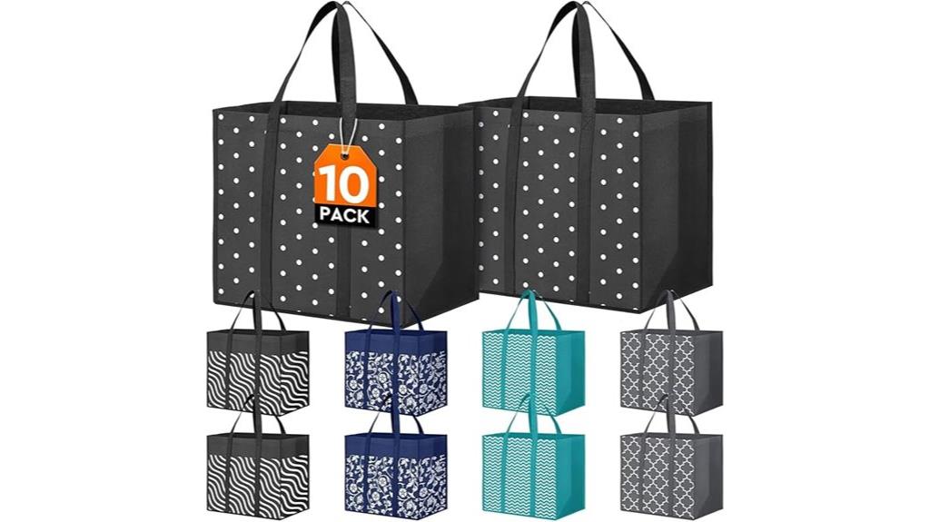 set of ten eco friendly totes