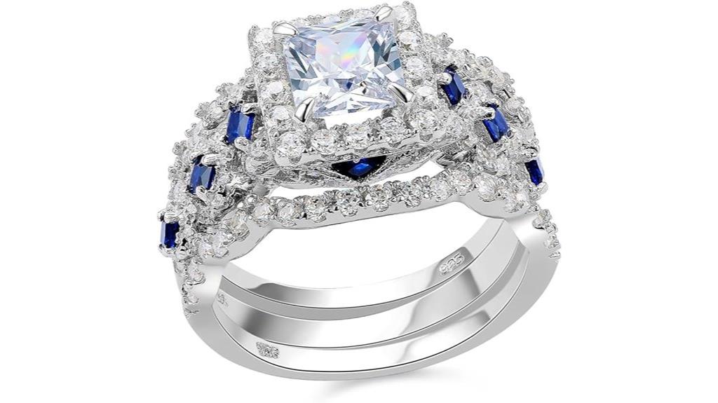 silver engagement ring set
