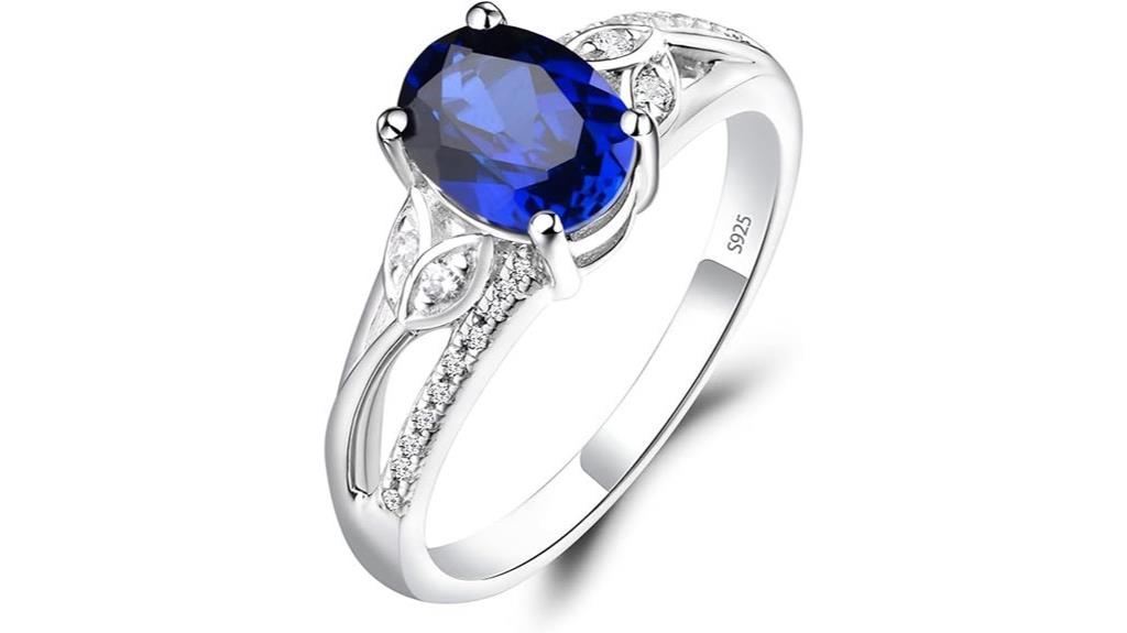silver oval gemstone ring