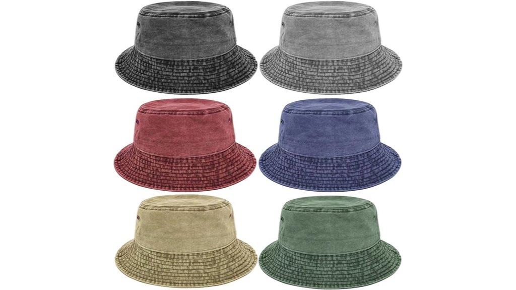 six cotton bucket hats