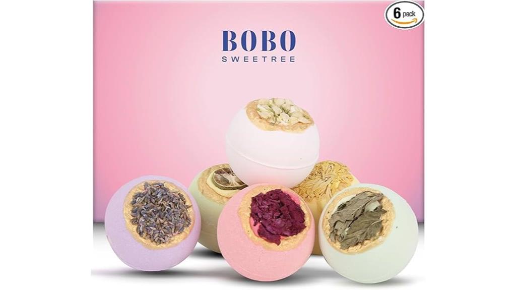 six flower scented bath bombs