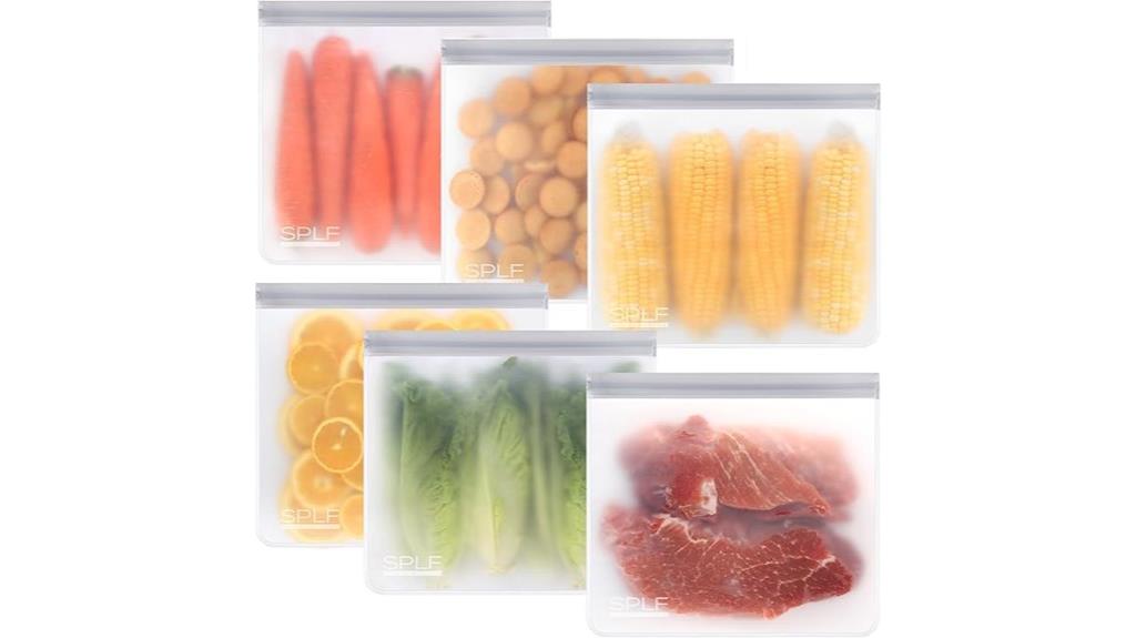 six reusable gallon freezer bags