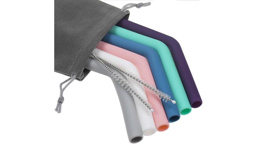 six silicone straws set