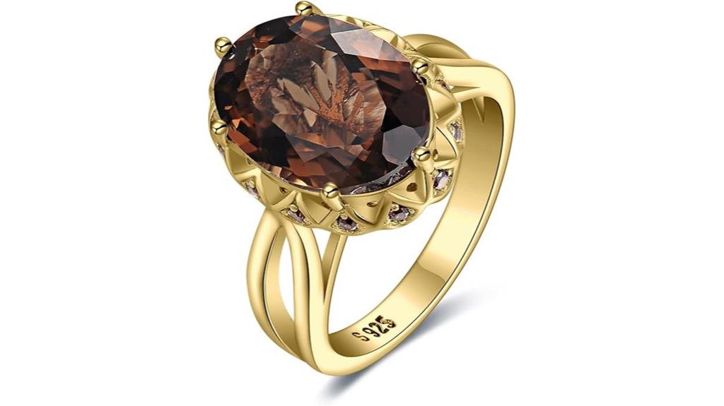 smoky quartz gold ring