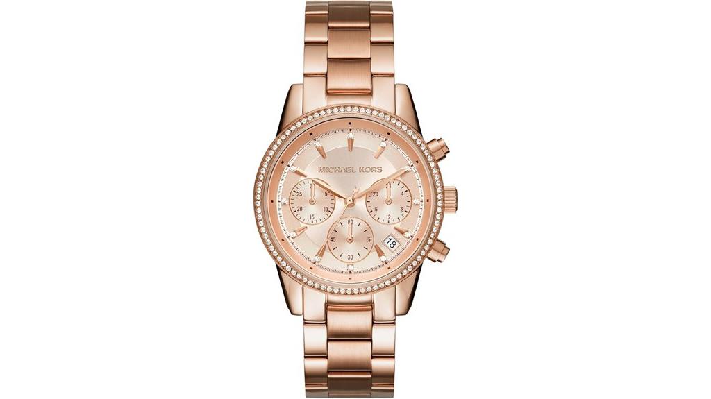 stainless crystal pav watch